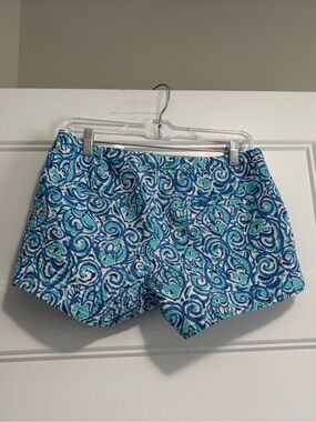 LILLY PULITZER Adie Shorts Blue Fish Size 4 Resort White Chasing Tail